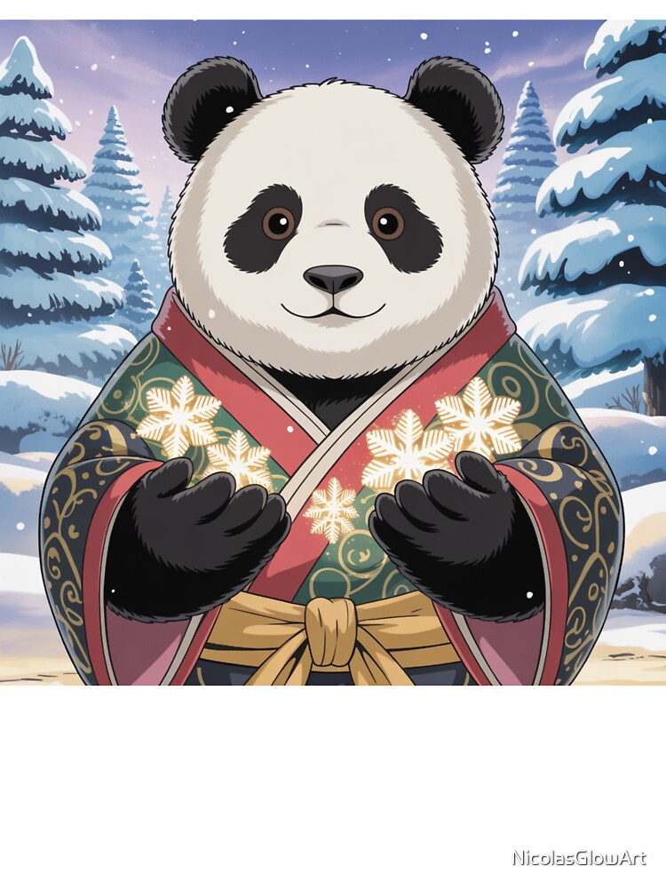 Japanese Christmas Panda by NicolasGlowArt