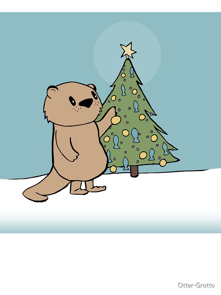 Sea Otter Decorating a Christmas Tree by Otter-Grotto