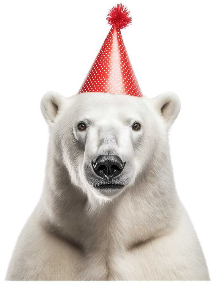 Cute Polar Bear with Party Hat Birthday Celebration by LazyOwlStore