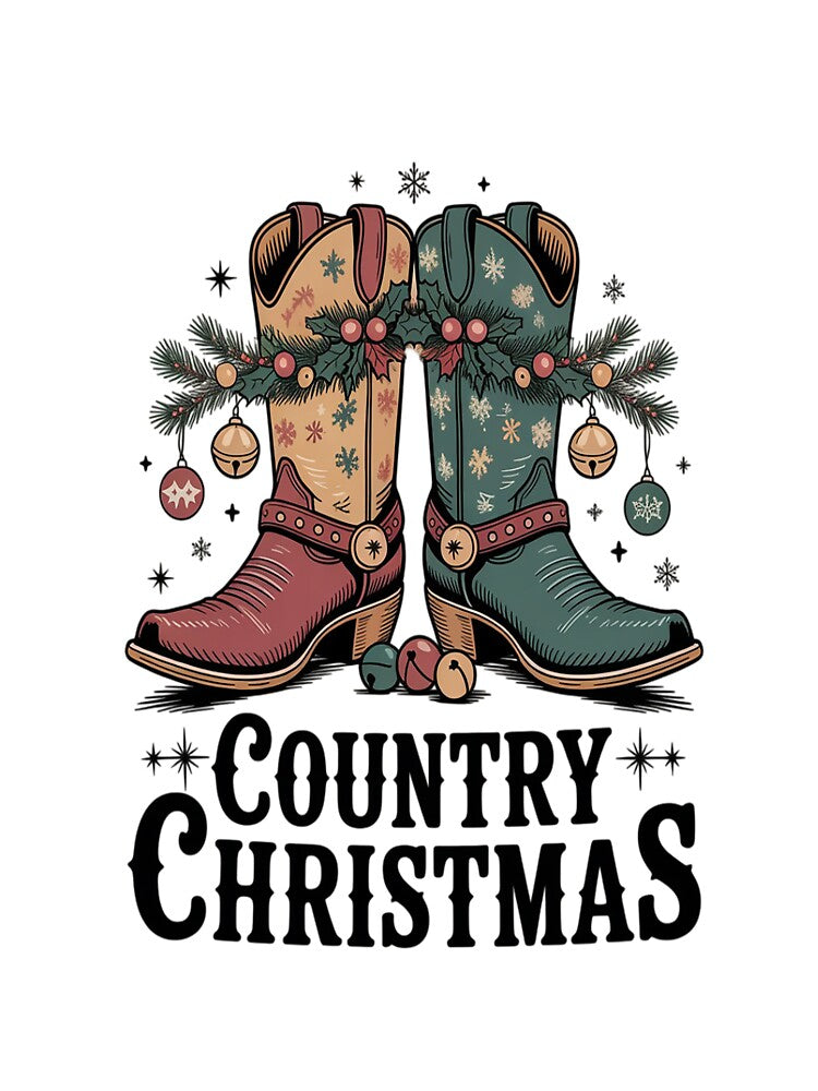 Merry And Bright Cowgirl Boot Christmas Western Cowboy by VladoZork