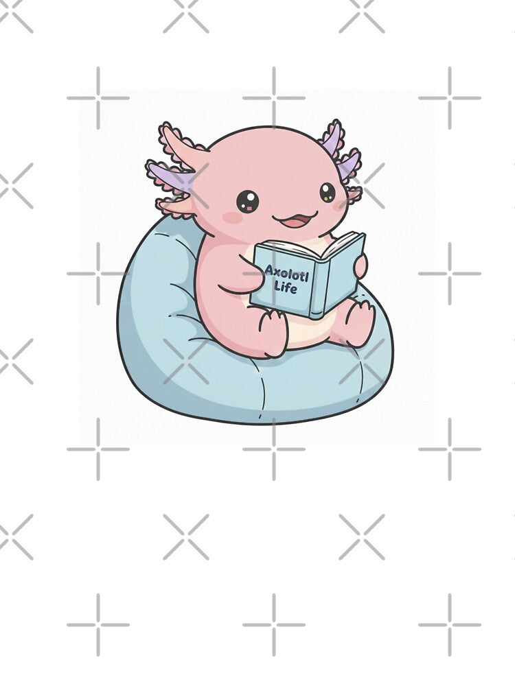 Book Axolotl cute kawaii pink funny adorable doodle birthday christmas by CheeseBlueprint