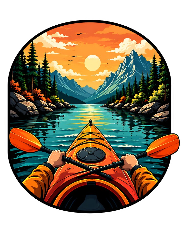Kayaking Mountain Lake Adventure Canoe Outdoor Nature Lover Design by Tbenghali