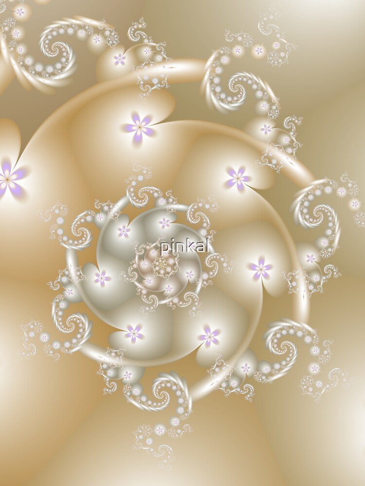 Elegant Pastel Peach Floral Spiral Fractal Art by pinkal