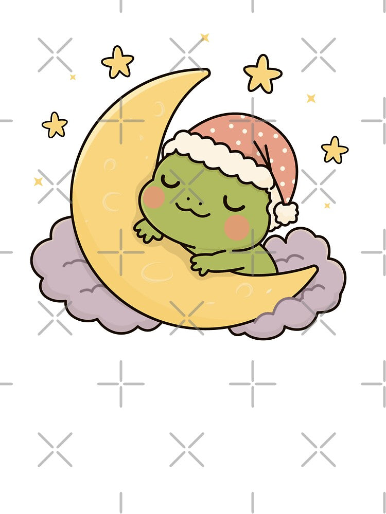 Sleepy Frog on Moon Cute Kawaii Sleeping Frog Pajama Aesthetic by Lilypad Shop
