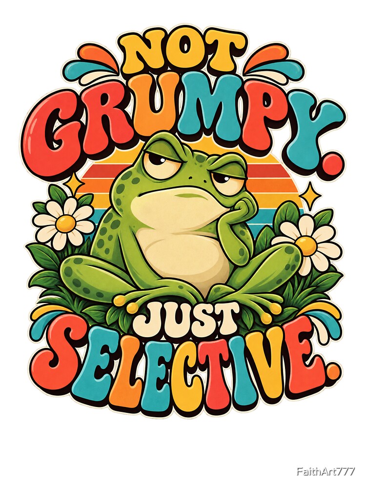 Not Grumpy Just Selective – Funny Retro Frog by FaithArt777