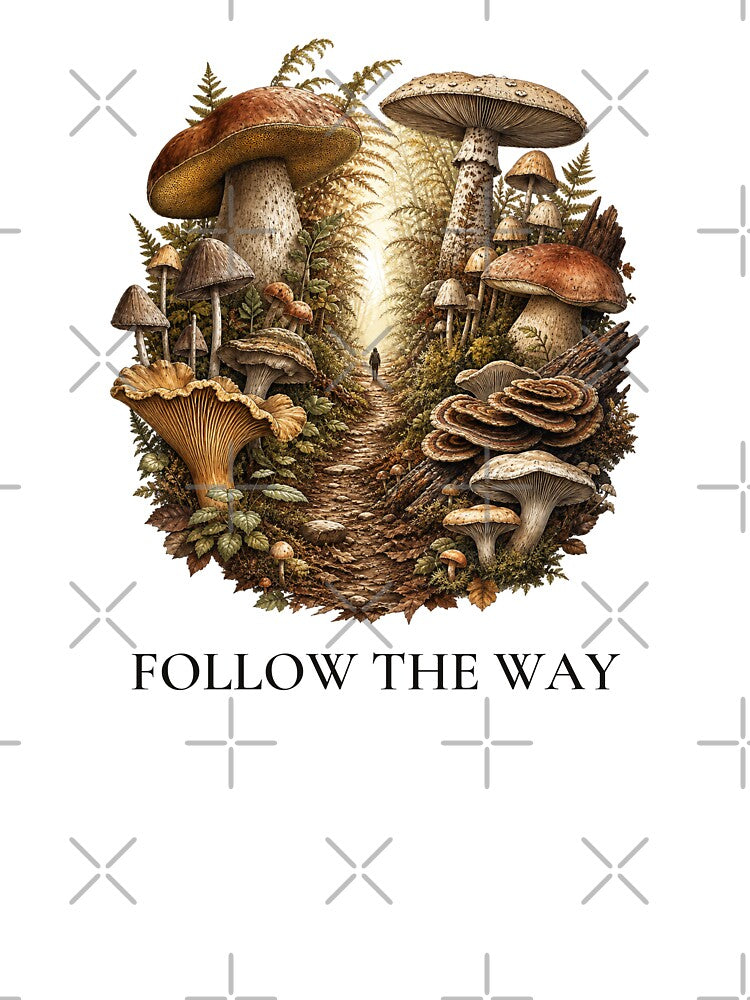 Follow the Way, Mushroom Forest Path Illustration by wildlifethings