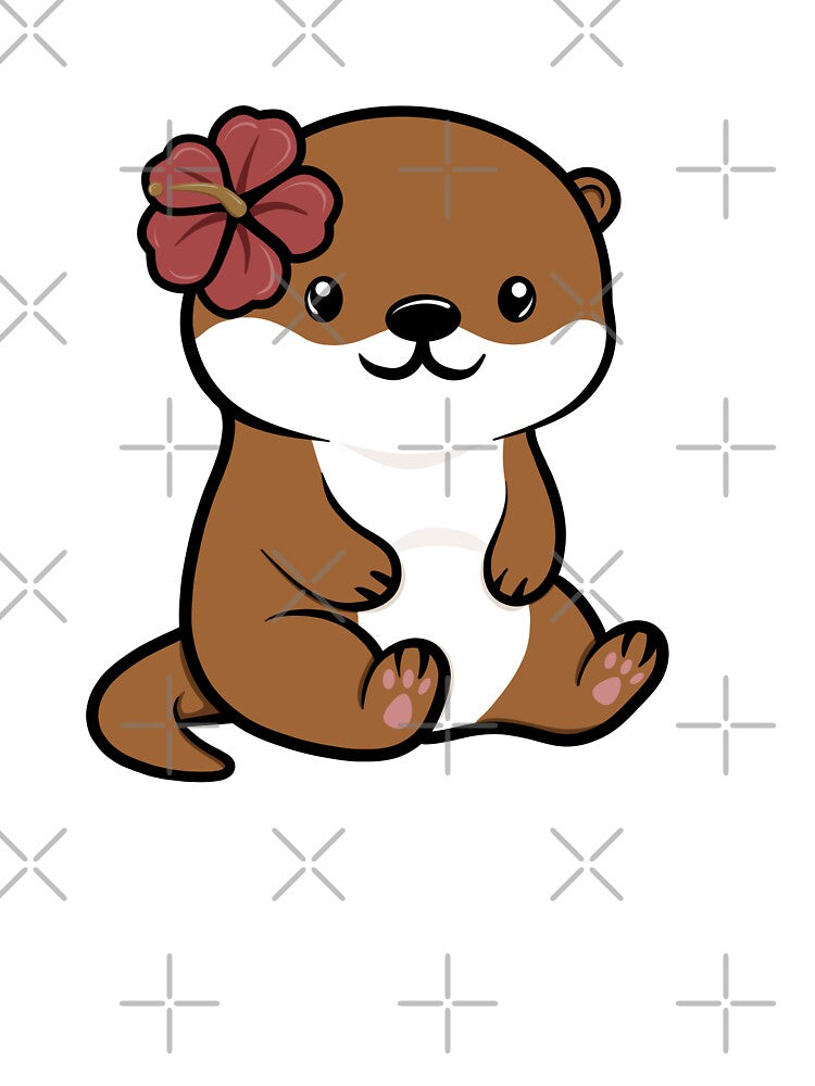 Cute Otter with a Flower by ellealsopaints