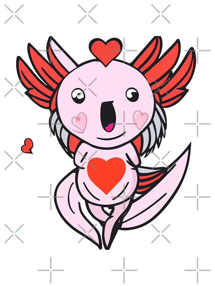 Magical Pink Axolotl with Heart and Wings Gift by TMelonShop