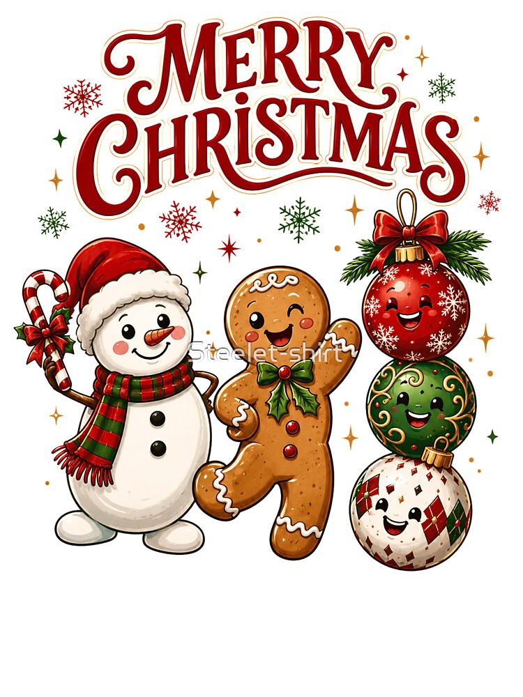 Merry Christmas  - Cheerful Christmas Characters and Ornaments by Steele-Art