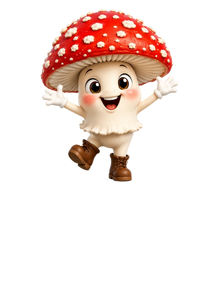 Happy Fly Agaric Mushroom Cute Kawaii Forest Mushroom Character Adorable Toadstool Cartoon Sticker by RoPrincess