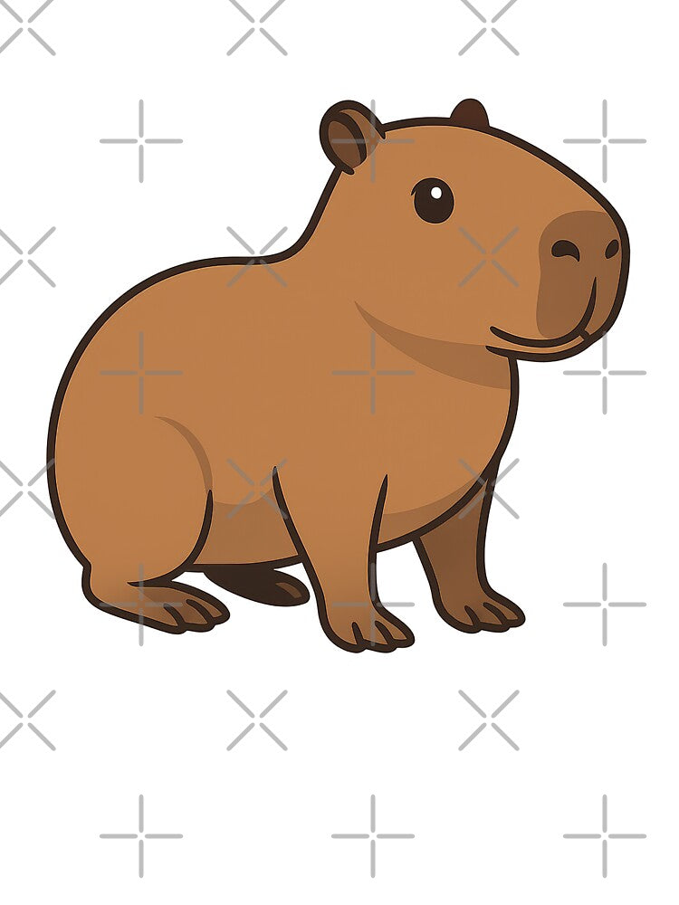 Cute Capybara Minimalist Cartoon Adorable Capybara Art by RetroPop23
