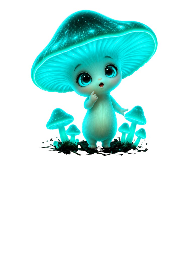 Glow Mushroom Kawaii Cute Bioluminescent Forest Mushroom Character by RoPrincess