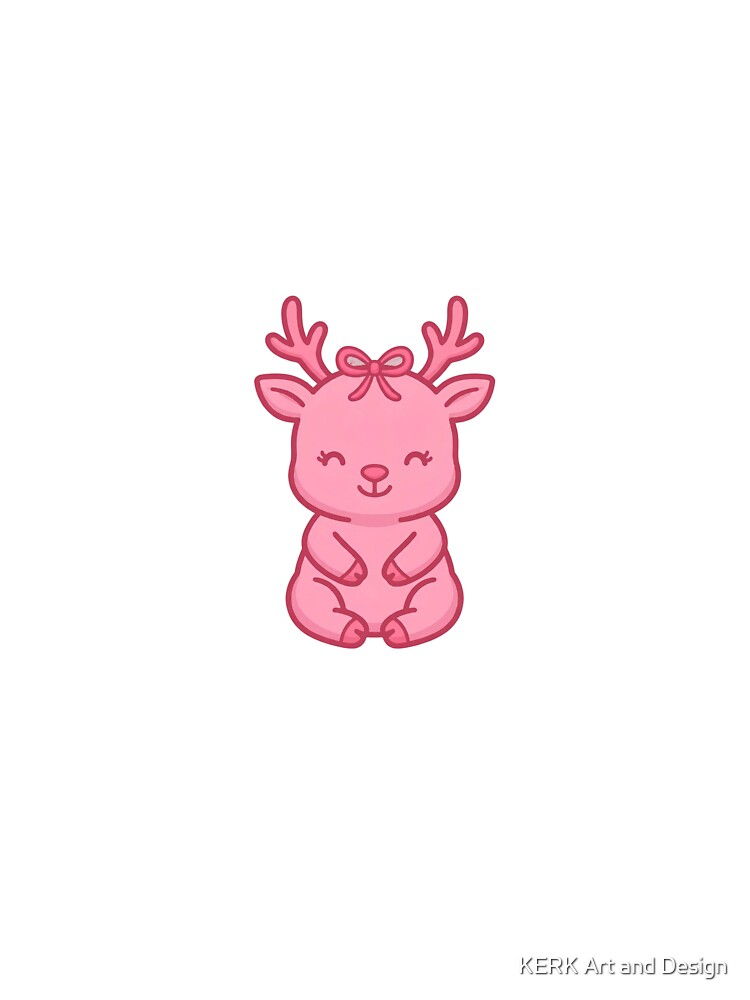 Pink Christmas Reindeer Shirt – Girly Coquette Holiday Tee by KERK Art and Design