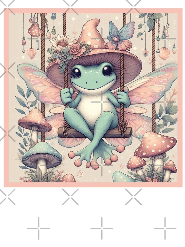 Cute fairy frog in the fairy garden, faiycore design by coloursforkids
