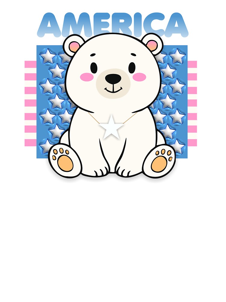 Cute Polar Bear American Flag by DalePrestonArt