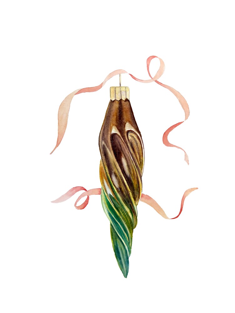 Brown Long Bauble – Watercolour Christmas Ornament by lippostcard
