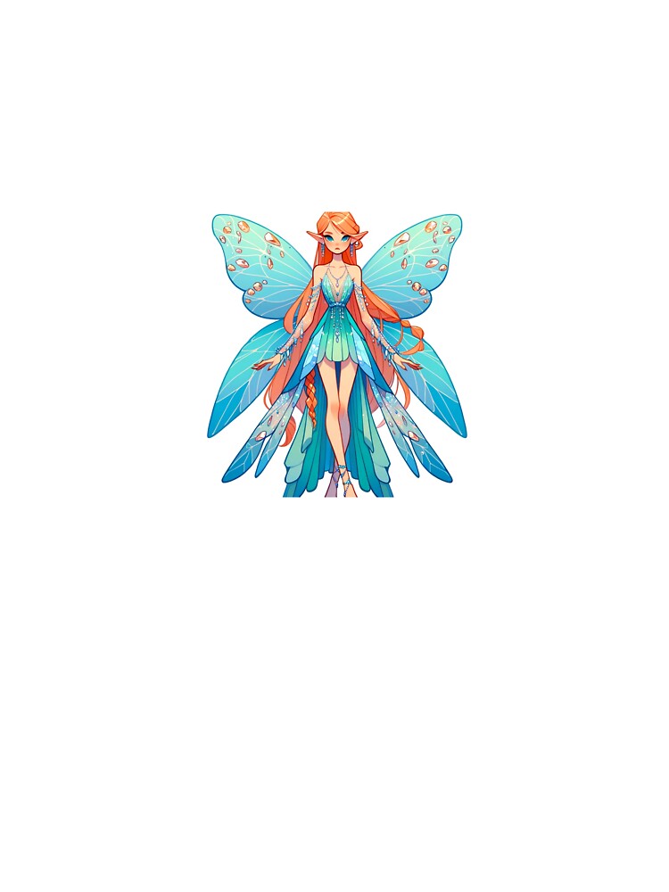 Light Turquoise Jewel Fairy with Orange Hair by EmeraldBamboo