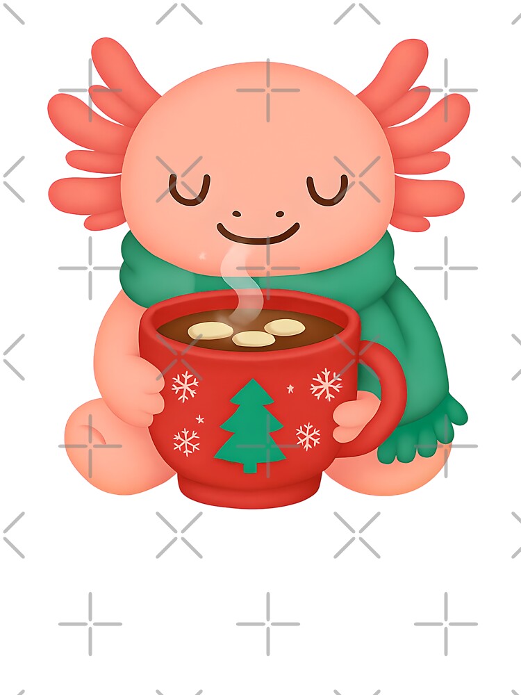 Cute Axolotl with Hot Chocolate – Cozy Winter Christmas Amphibian Gift for Axolotl Lovers by SkyTastic