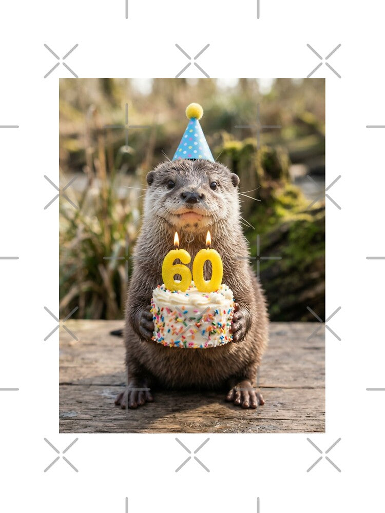 Otter 60th birthday cute adorable cake party baby kawaii by CheeseBlueprint