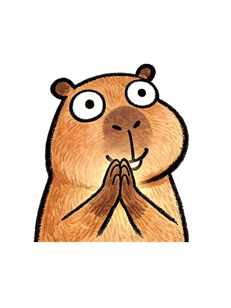 Pleading Capybara | Cute Hopeful Kawaii Capybara Sticker & Funny Animal T-Shirt by Atum&Art