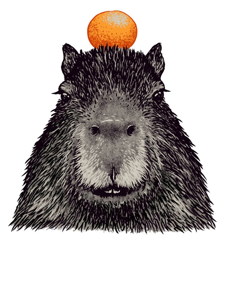 Capybara Orange - Capy Yuzu - Capybara with Orange on Head by Nikolausgage