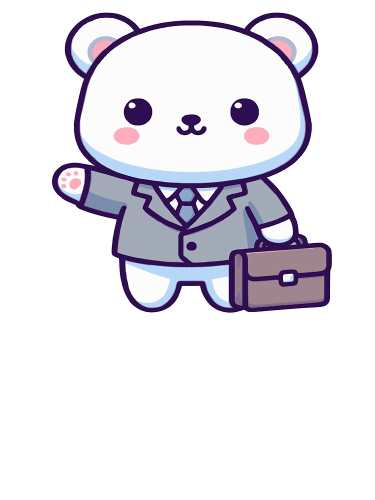 Business polar bear, kawaii chibi style polar bear wearing a suit with a briefcase by AdrianMDesigns
