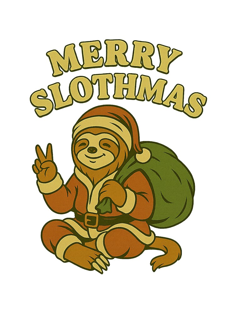 Merry Slothmas – Funny Santa Sloth Holiday Design by SilknMarble