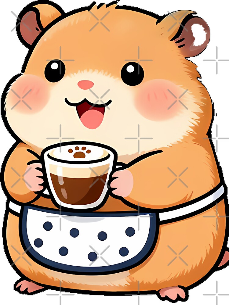 Cute Golden Hamster Barista with Mini Babyccino Icon by pumsquare