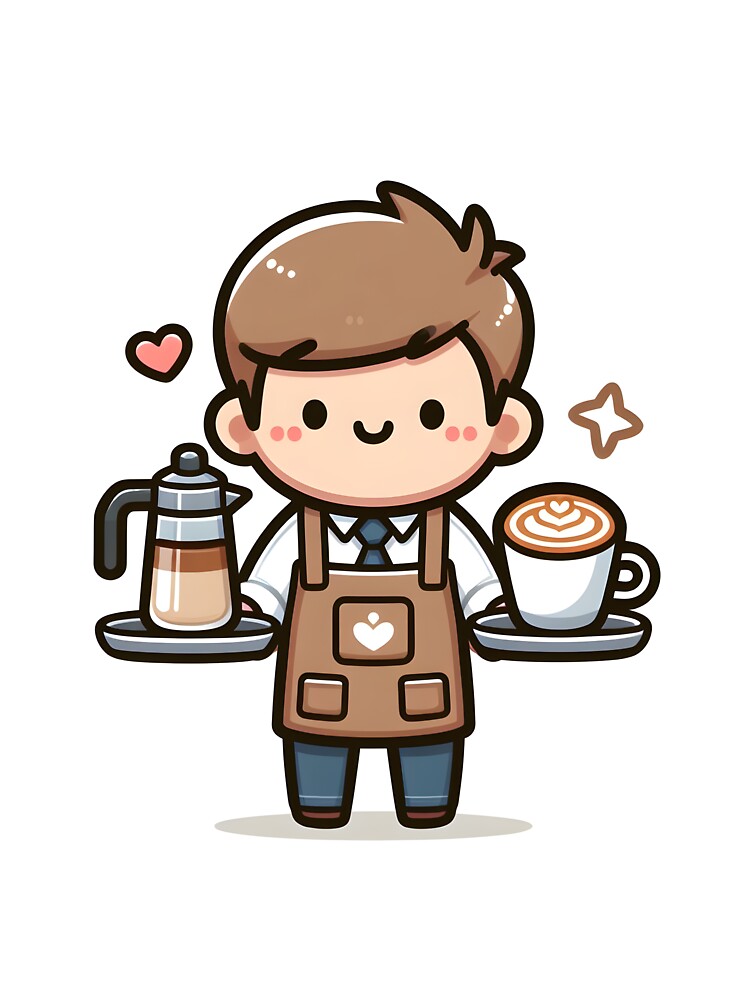 Kawaii Barista With A Latte Art Apron by CanvasCutie