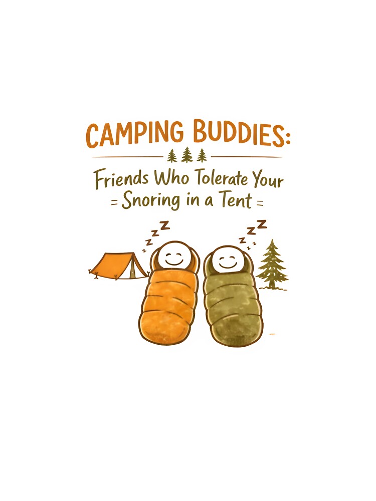 Camping Buddies Friends Who Tolerate Your Snoring Funny Friendship Gift Outdoor by Uniqueauraaprints