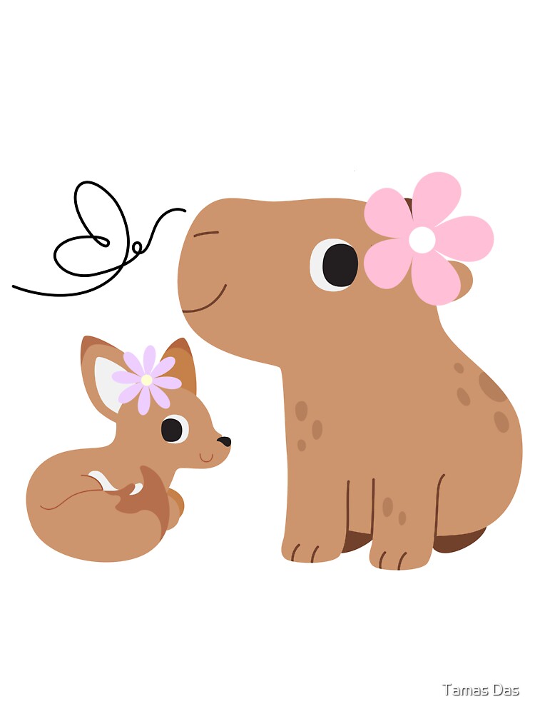 Cute Capybara And Fox by Tamas Das