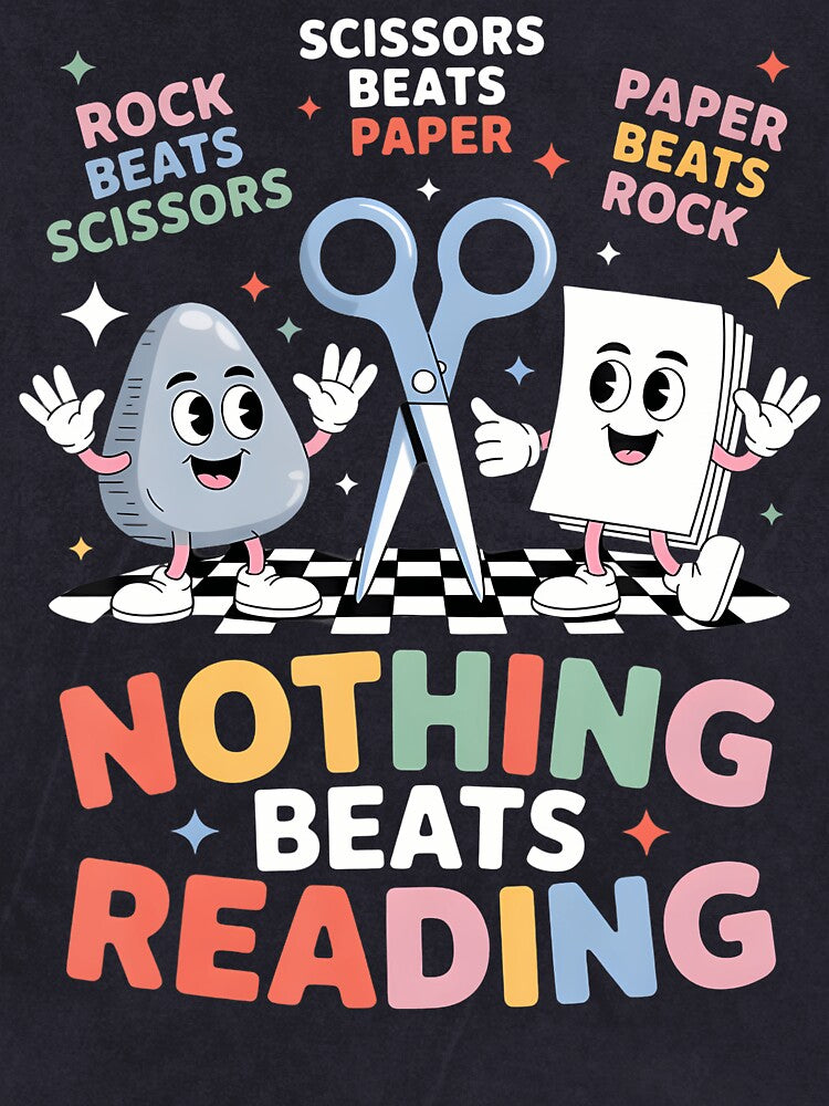 Nothing Beats Reading Teacher Librarian Rock Paper Scissors by ChelseaEula