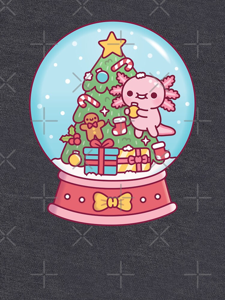 Cute Axolotl And Christmas Tree Snow Globe Funny by rustydoodle