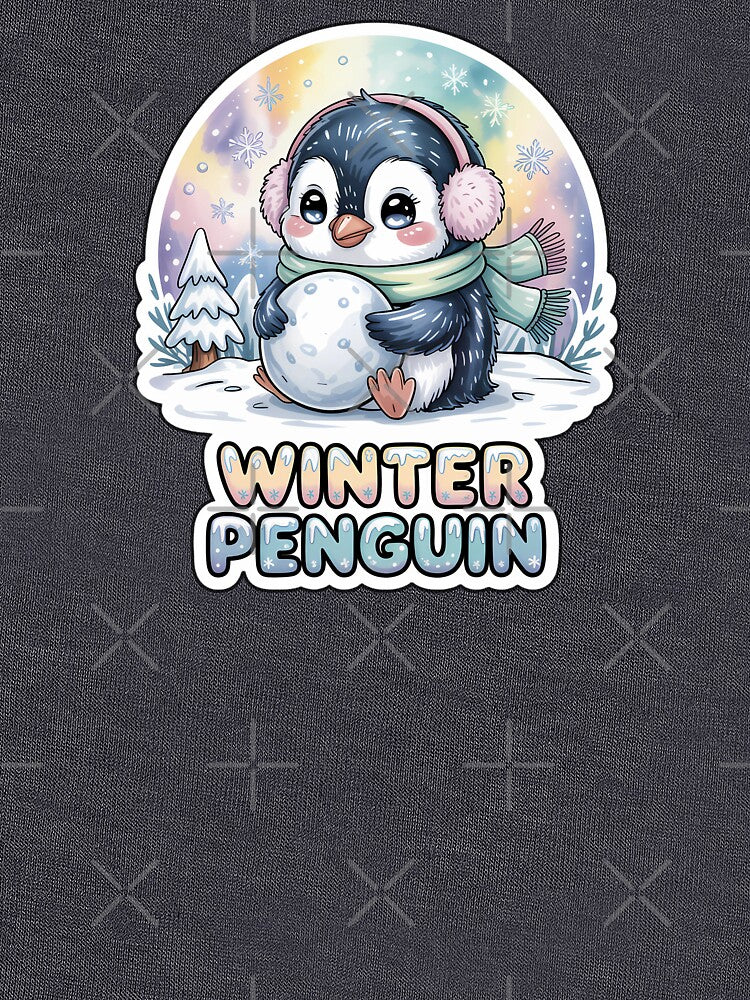 Winter Penguin Cute Snowball Sticker – Kawaii Chibi Penguin Winter Wonderland Art by Nuist25