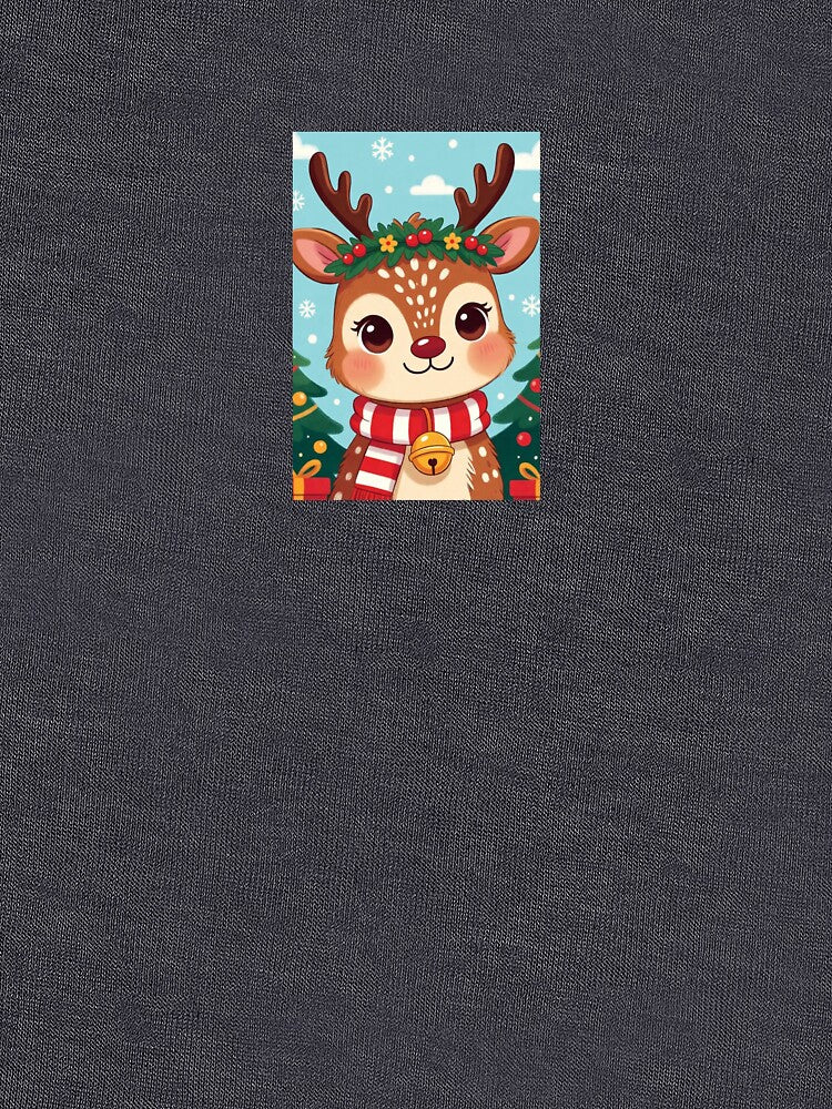 Cute Christmas Reindeer – Kawaii Baby Deer Holly Crown by Design-Curios