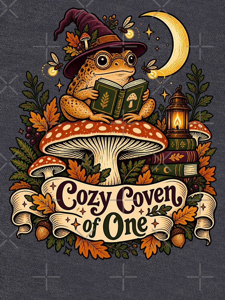 Gift for Book Lover, Mushroom Cottage Shirt, Cozy Coven of One, Gift for Her, Cottagecore Gift, Toad Lover Gift, Whimsical Nature Shirt, Bookish Gift by PRINYOS
