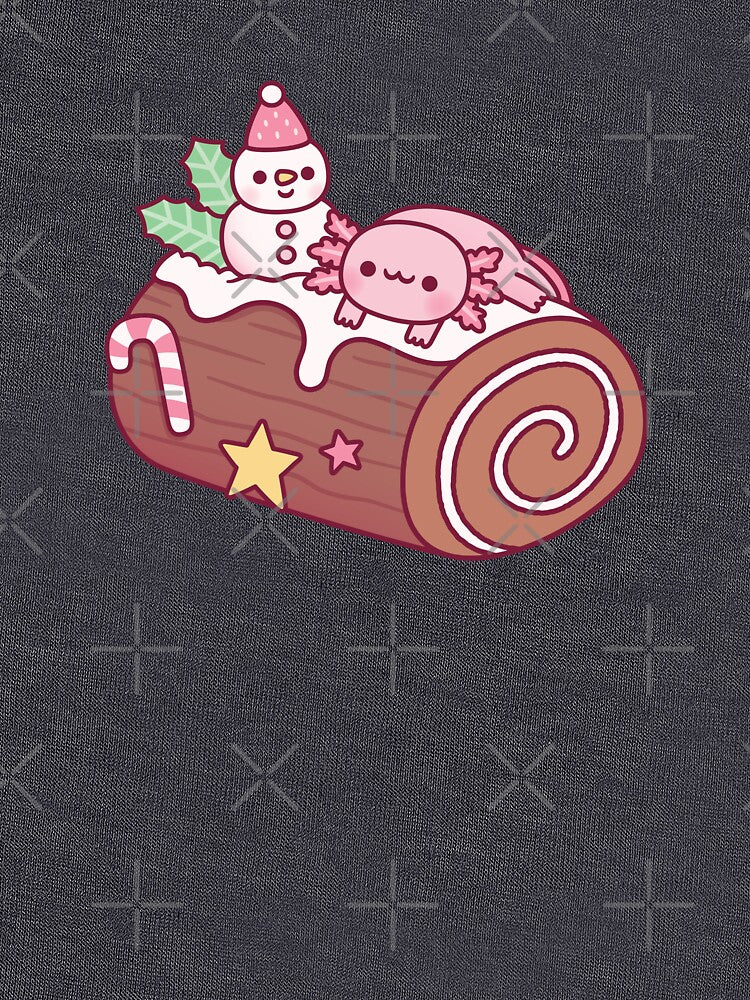 Cute Axolotl On Snowman Christmas Log Cake by rustydoodle