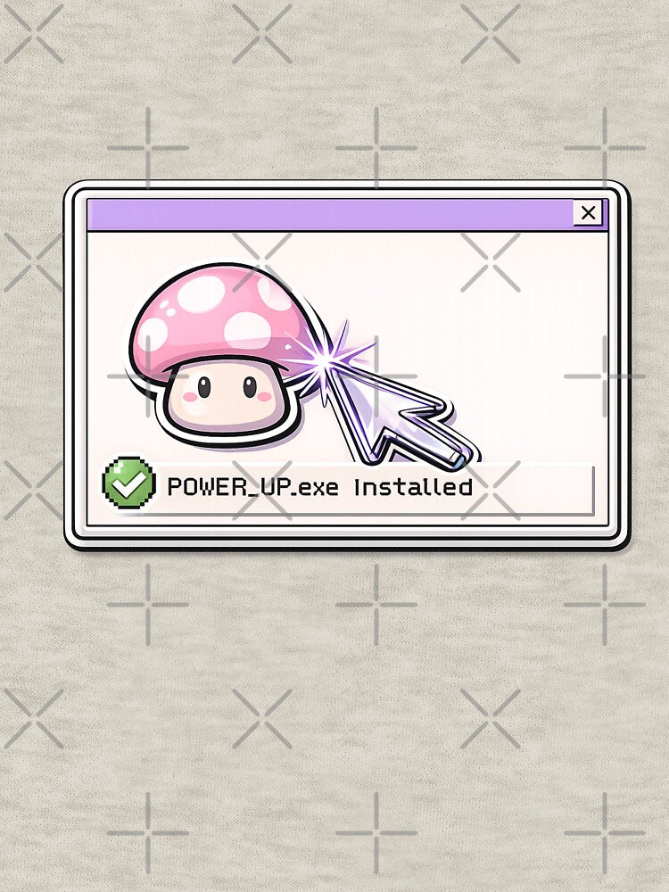Y2K Chrome Cursor Cute Mushroom  | Retro Computer Kawaii Power-Up Design by Loading Crush