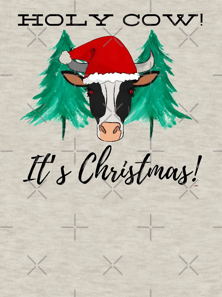 Holy Cow It's Christmas - Cute Cow Design by FirnandArt