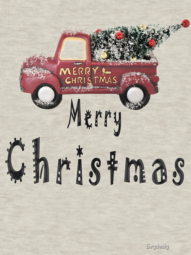Funny Vintage Red Truck With Merry Christmas Tree T-Shirt Kids by Svgdesig⭐⭐⭐⭐⭐