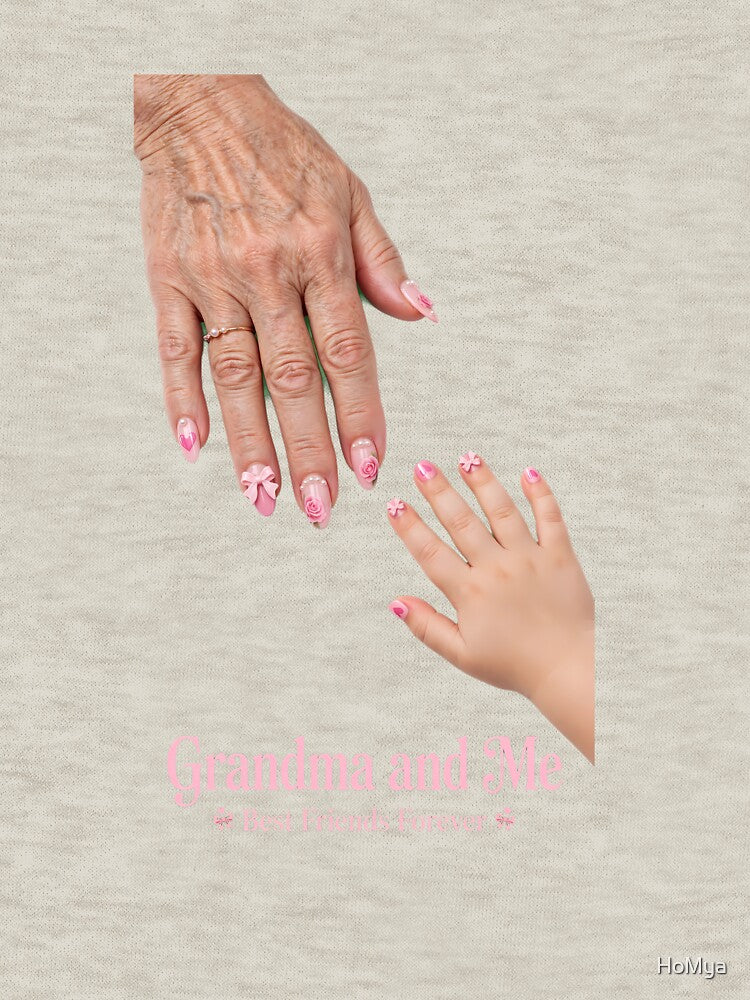 Grandma and Me Pink Bow Nails Art Print by HoMya
