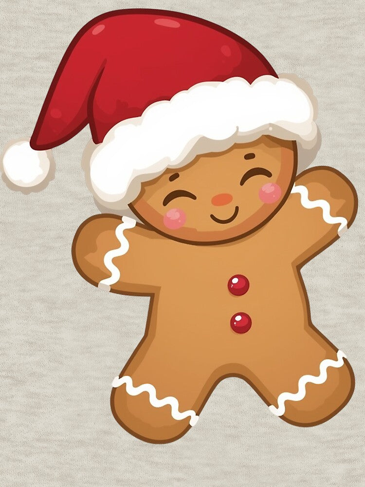 Cute Gingerbread Man Christmas Illustration – Adorable Santa Hat Cookie Character by PixelVibe782