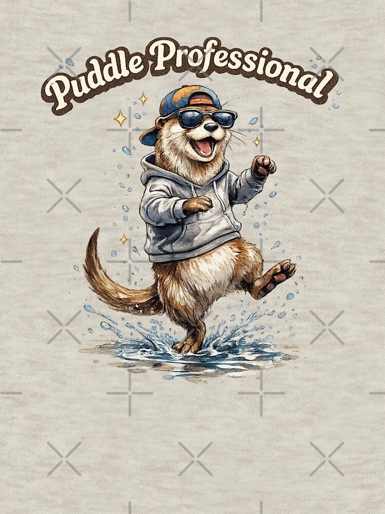 Puddle Professional Otter – Funny Rain Lover Watercolor Cute Animal Hoodie Cartoon Sticker by HOUSE OF TIST