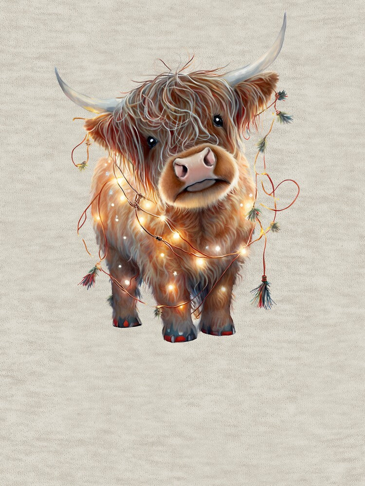 Christmas Highland Cow, Western Design, Western Christmas, Christmas Cow, Christmas Light, Western Cow by KateCoDesigns