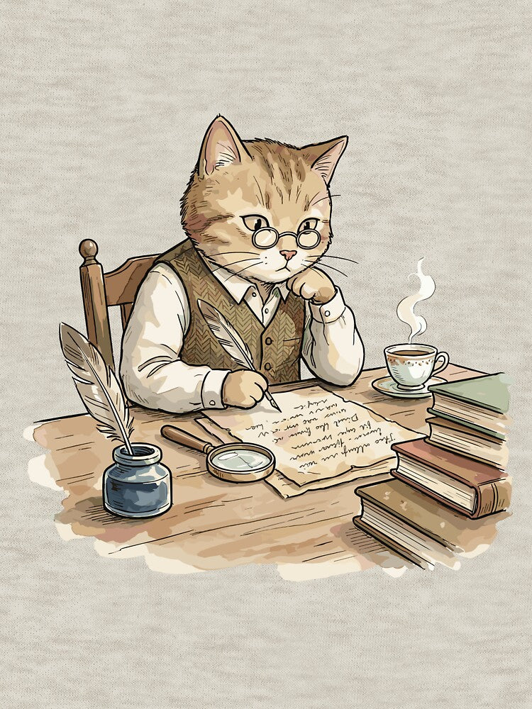 Scholarly Dark Academia: Manuscript Translation Cat by bapupa