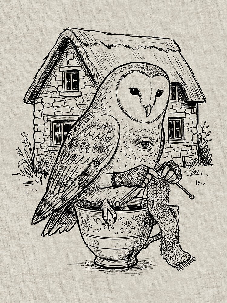 Elderberry Owl with Soft Human Hands - Cottage Magic by bapupa