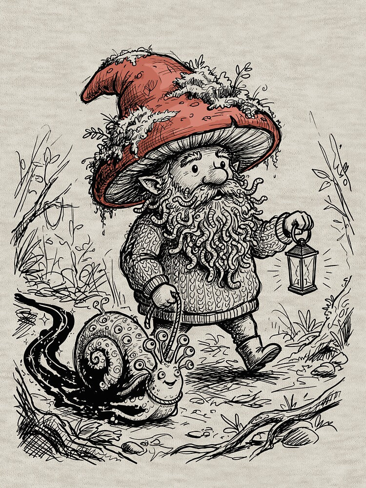 Bramble Cap Gnome with Living Beard - Whimsical Cottagecore by bapupa