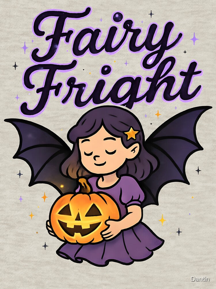 Fairy Fright Cute Bat Wing Fairy Halloween Design by Dantin