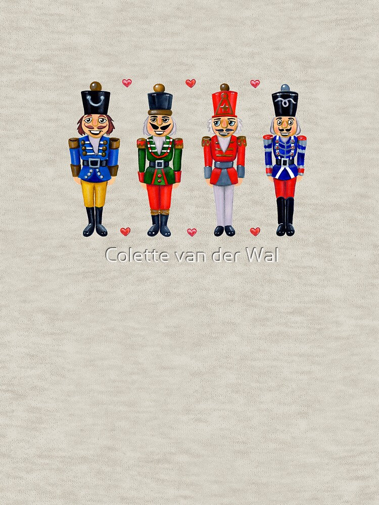Four Funny Nutcrackers (Olive Sprig Background) by Colette van der Wal