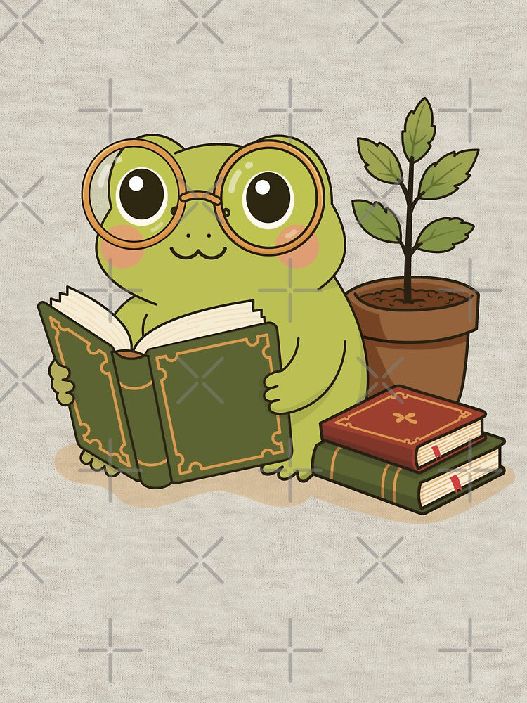 Cute Reading Frog  | Cozy Bookworm Frog with Glasses | Book Lover Gift by Lilypad Shop